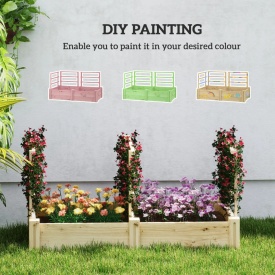 Jardiniera inaltata din lemn cu 3 suporturi pentru plante 119x62.5x64 cm