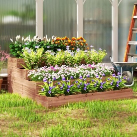 Jardiniera inaltata din lemn cu 4 suporturi pentru plante 113x113x46 cm