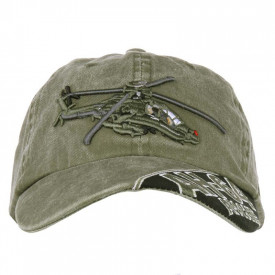 Sapca Baseball AH-64 Apache stone washed - Oliv