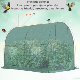 Sera tip tunel de gradina structura din otel 245x200x198cm - Verde