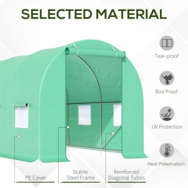 Sera tip tunel de gradina structura din otel 4,5x2x2 m - Verde