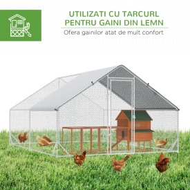 Tarc cu acoperis din material impermeabil pentru gaini rate si iepuri 3x4x2m - Argintiu