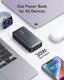Baterie externa Anker 533 PowerCore 10,000mAh 30W, Power IQ 3.0, Power Delivery, 2x USB-C, 1x USB-A, Black