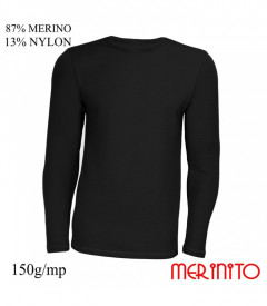 Bluza barbati Merinito 150g 87% lana merinos 13% nylon - Negru