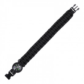 Bratara paracord cu busola 8 inch - Negru