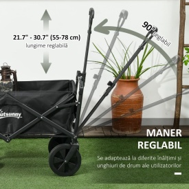 Carucior pliabil pentru exterior cu copertina detasabila - Negru