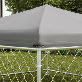 Cusca de exterior pentru caini 2,1 x 1,85 x 1,2 m - Argintiu