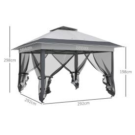 Foisor de gradina din otel si tesatura Oxford 364 x 364 x 294 cm - Gri
