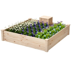 Jardiniera de exterior cu compostor si baza deschisa 123x123x25,5 cm