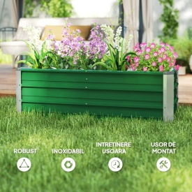 Jardiniera de exterior fara baza cu margini rotunjite 125 x 47 x 40 cm - Verde