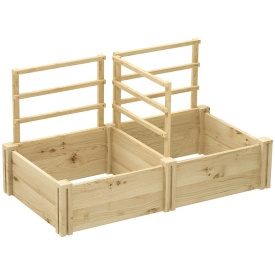 Jardiniera inaltata din lemn cu 3 suporturi pentru plante 119x62.5x64 cm