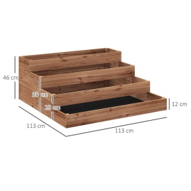 Jardiniera inaltata din lemn cu 4 suporturi pentru plante 113x113x46 cm