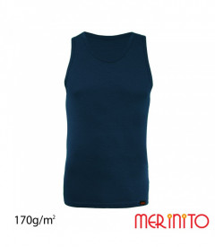 Maiou barbati Merinito 170g lana merinos - Albastru