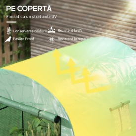 Sera tip tunel de gradina structura din otel 1,8x1,8x2 m - Verde