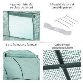 Sera tip tunel de gradina structura din otel 245x200x198cm - Verde