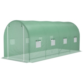 Sera tip tunel de gradina structura din otel cu 8 ferestre 500x200x205cm - Verde