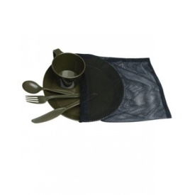 Set vesela campanie farfurie, ceasca, tacamuri - Oliv