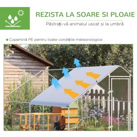 Tarc cu acoperis din material impermeabil pentru gaini rate si iepuri 3x4x2m - Argintiu