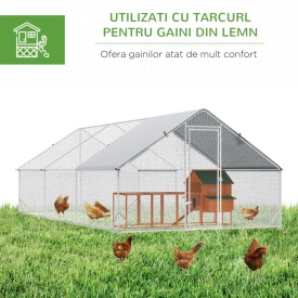 Tarc cu acoperis din material impermeabil pentru gaini rate si iepuri 3x6x2m - Argintiu