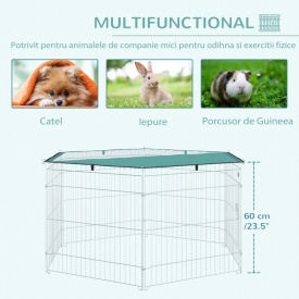 Tarc modular pentru animale cu acoperis impermeabil 59x60cm - Argintiu