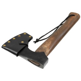 Topor Viking cu maner din lemn si husa din piele Fox