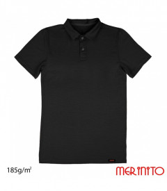 Tricou barbati Merinito Polo Jersey 185g 100% lana merinos - Negru