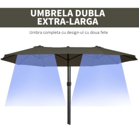 Umbrela dubla pentru gradina 2.7 x 4.6 x 2.4 - Gri