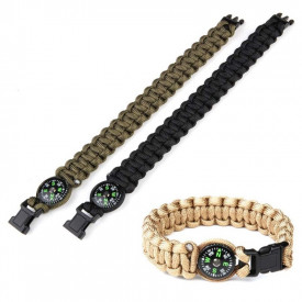 Bratara paracord cu busola 8 inch - Oliv