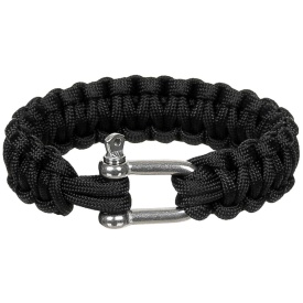 Bratara paracord cu inel metalic - Negru