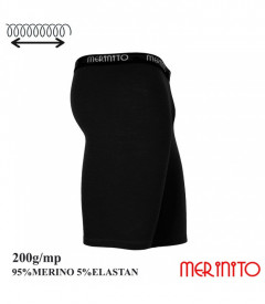Colanti scurti barbati Merinito 200g 95% lana merinos 5% elastan - Negru