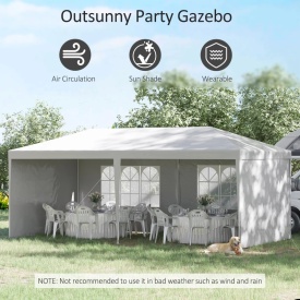 Cort de gradina pliabil cu panouri detasabile 5.85 x 2.95 m - Alb