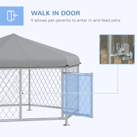 Cusca de exterior pentru caini 2,1 x 1,85 x 1,2 m - Argintiu