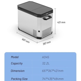 Frigider auto cu compresor smart cooler, cu bluetooth, zona dubla de racire, capacitate 32.2L