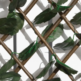 Gard artificial extensibil cu 2 sectiuni din poliester si ratan 200x100 cm - Verde