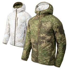 Jacheta reversibila cu gluga Helikon-Tex Reversible Wolfhound Hoodie - Pencott Wildwood/Pencott Snowdrift
