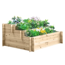 Jardiniera inaltata din lemn cu 3 rafturi pentru plante 120x100x54cm