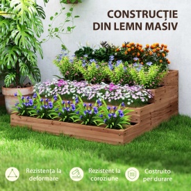 Jardiniera inaltata din lemn cu 4 suporturi pentru plante 113x113x46 cm