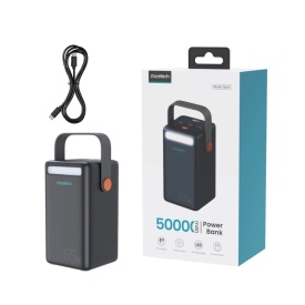 Mini statie de alimentare 50000mAh 65W + cablu USB-C, powerbank Choetech USB-A USB-C micro USB 50000mAh 65W, negru