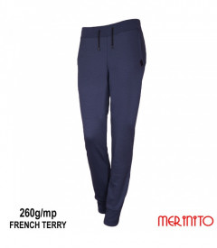 Pantaloni dama Merinito Jogger French Terry 260g 100% lana merinos - Albastru