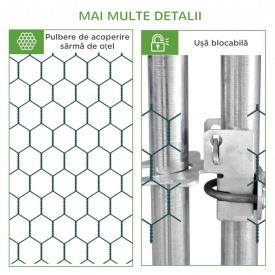 Tarc cu acoperis din material impermeabil pentru gaini rate si iepuri 3x4x2m - Argintiu
