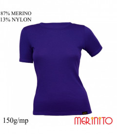 Tricou dama Merinito 150g 87% lana merinos 13% nylon - Albastru