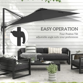 Umbrela de soare exterioara cu lumini LED si unghi reglabil 3 x 2.5 m - Gri