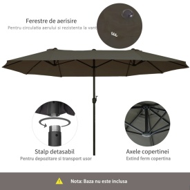 Umbrela dubla pentru gradina 2.7 x 4.6 x 2.4 - Gri