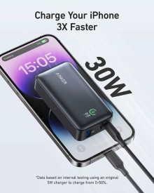 Baterie externa Anker 533 PowerCore 10,000mAh 30W, Power IQ 3.0, Power Delivery, 2x USB-C, 1x USB-A, Black