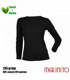 Bluza dama Merinito 135g 80% tencel 20% lana merinos - Negru