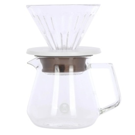 Brewer Set Dripper Sticla 02 Crystal Eye + Server 600ml - Suport Alb