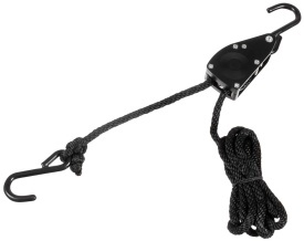 Cordelina 6 mm lungime 2 metri cu chinga de ancorare si clichet - Negru