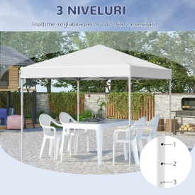 Foisor pliabil impermeabil Outsunny cu franghii si cuie incluse 2.45 x 2.45 x 2.45 m - Alb