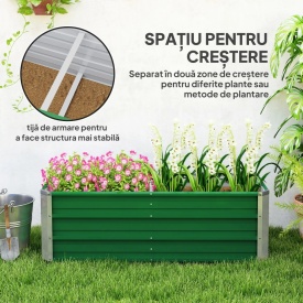 Jardiniera de exterior fara baza cu margini rotunjite 125 x 47 x 40 cm - Verde