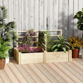 Jardiniera inaltata din lemn cu 3 suporturi pentru plante 119x62.5x64 cm